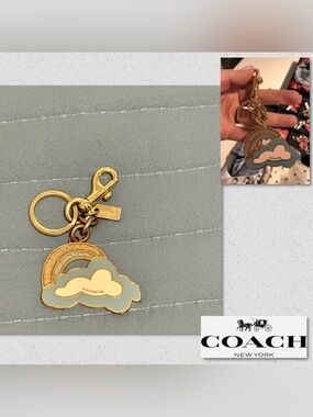 Coach Gold-Tone Cloud & Pale Blue Rainbow Key Charm